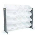 Soho Kids' Toy Storage Organizer with 16 Storage Bins Gray/White - Humble Crew: MDF Bin Shelves, 4 Shelves, Anti-Tip Hardware