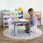 Organizzatore porta giocattoli Soho Kids con 16 contenitori, in MDF grigio/bianco, 4 ripiani, hardware anti-ribaltamento