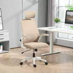 HOMCOM Sedia da Ufficio Ergonomica con Braccioli Ribaltabili, Poggiatesta e Supporto Lombare Regolabili, Sedia da Scrivania in Rete per Ufficio e Casa