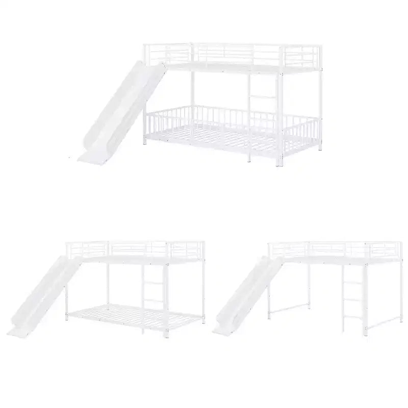 Whisen Letto a castello in metallo dal design elegante con scivolo e spondine