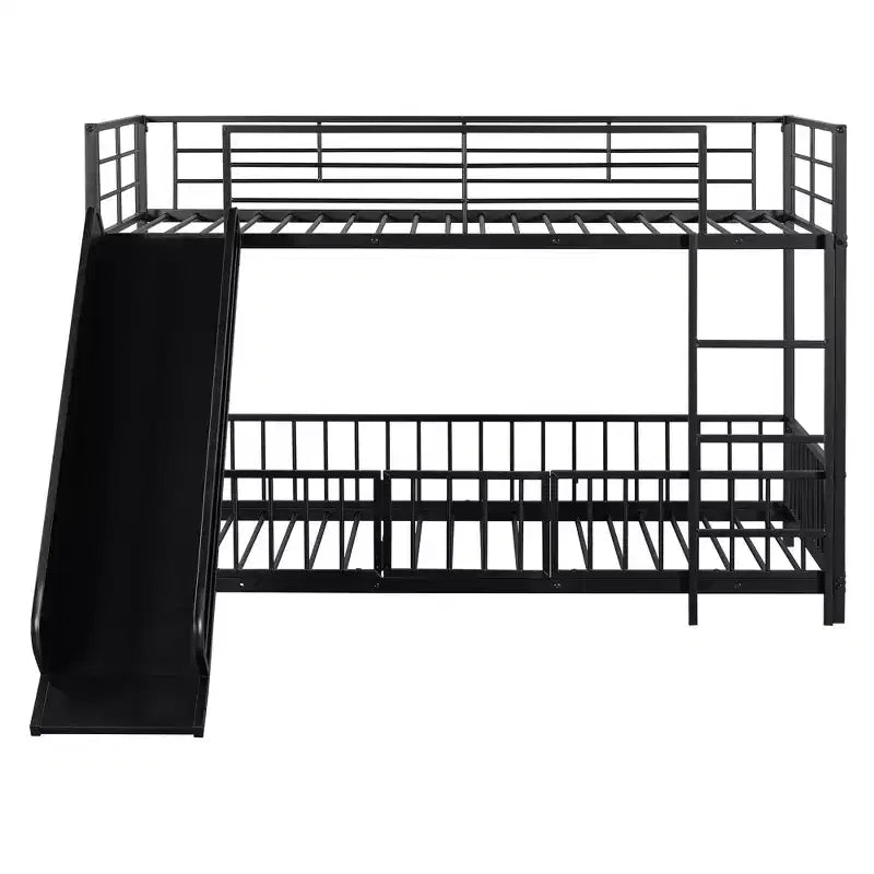 Whisen Letto a castello in metallo dal design elegante con scivolo e spondine