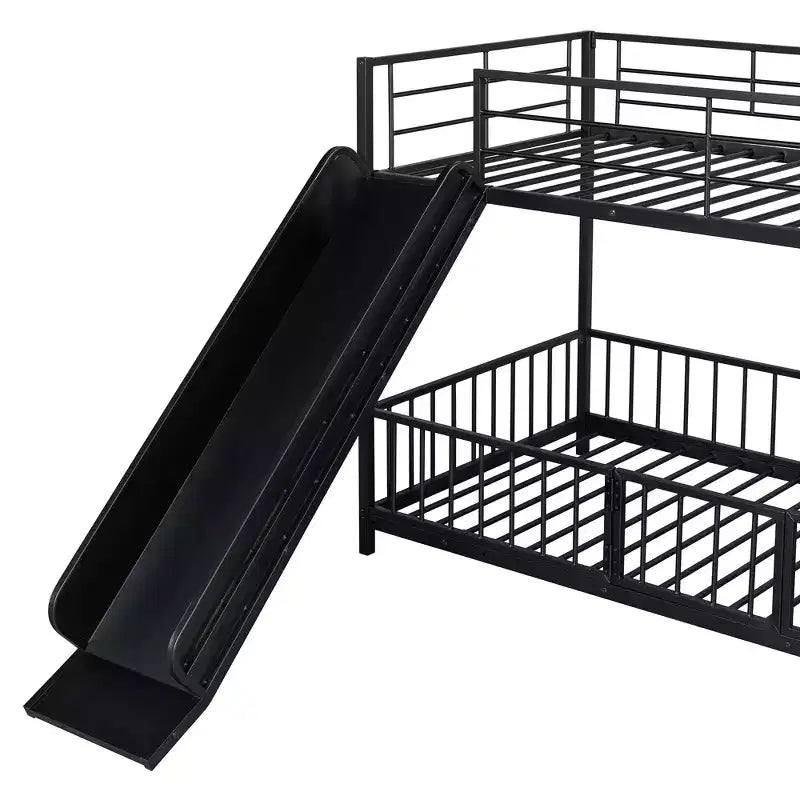 Whisen Letto a castello in metallo dal design elegante con scivolo e spondine