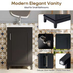 Mobiletto da bagno moderno piccolo da 20 pollici, toeletta con lavabo in ceramica, ampio spazio di archiviazione