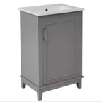 Mobiletto da bagno moderno piccolo da 20 pollici, toeletta con lavabo in ceramica, ampio spazio di archiviazione