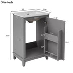 Mobiletto da bagno moderno piccolo da 20 pollici, toeletta con lavabo in ceramica, ampio spazio di archiviazione