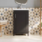 Mobiletto da bagno moderno piccolo da 20 pollici, toeletta con lavabo in ceramica, ampio spazio di archiviazione