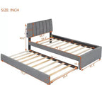 Letto a piattaforma imbottito con due letti estraibili - Design salvaspazio