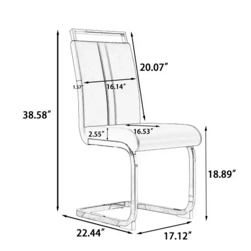 Set di 4 sedie da pranzo moderne con schienale alto in similpelle e gambe in metallo