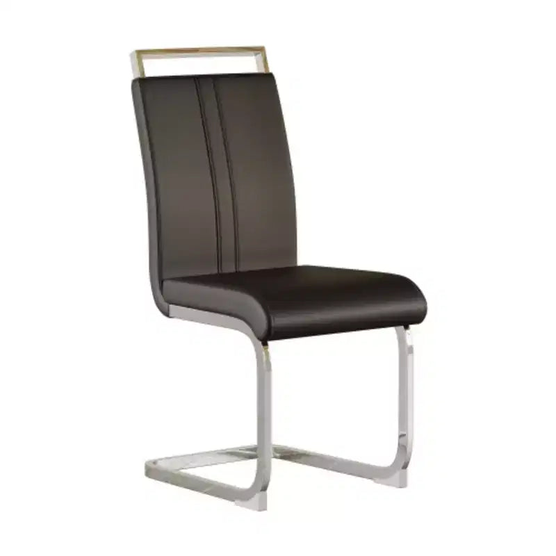 Set di 4 sedie da pranzo moderne con schienale alto in similpelle e gambe in metallo