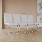 Set di 4 sedie da pranzo moderne con schienale alto in similpelle e gambe in metallo