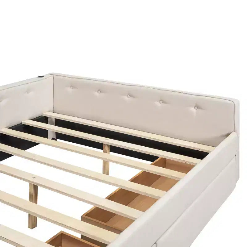 Whisen Letto Imbottito Queen Size con Piattaforma e Porte USB dal Design Elegante