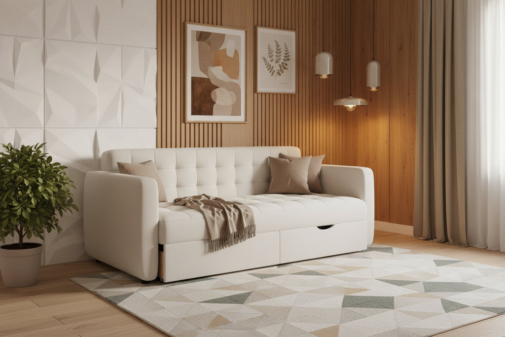 Whisen Letto Imbottito Queen Size con Piattaforma e Porte USB dal Design Elegante