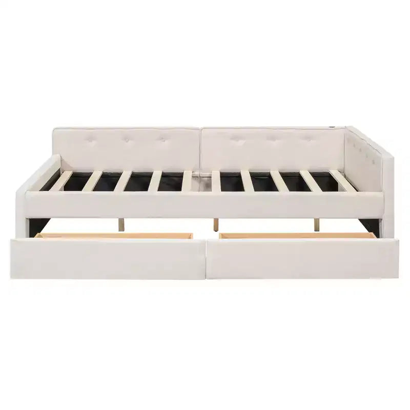 Whisen Letto Imbottito Queen Size con Piattaforma e Porte USB dal Design Elegante