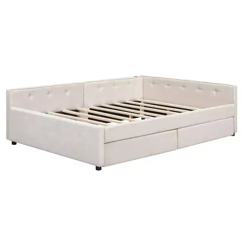 Whisen Letto Imbottito Queen Size con Piattaforma e Porte USB dal Design Elegante