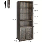 Libreria Industriale in Rovere con Ante, Mobile Contenitore a 4 Ripiani, Altezza 181 cm, Profondità 30 cm, per Camera da Letto/Soggiorno/Ufficio