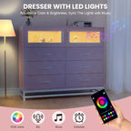 Acekool Cassettiera a 8 cassetti con armadietto per camera da letto, Comò alto con stazione di ricarica, Organizzatore di stoccaggio per soggiorno, corridoio, armadio