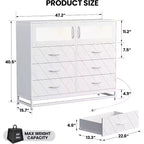 Acekool Cassettiera a 8 cassetti con armadietto per camera da letto, Comò alto con stazione di ricarica, Organizzatore di stoccaggio per soggiorno, corridoio, armadio