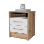 MAYEERTY Comodino con 2 cassetti, scaffale nascosto, tavolino vintage per camera da letto e soggiorno