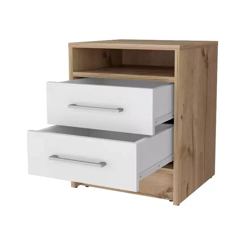 MAYEERTY Comodino con 2 cassetti, scaffale nascosto, tavolino vintage per camera da letto e soggiorno