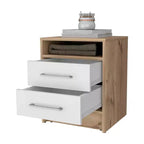 MAYEERTY Comodino con 2 cassetti, scaffale nascosto, tavolino vintage per camera da letto e soggiorno