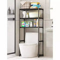 Tall 3-Tier Bathroom Shelf Unit, Over-The-Toilet Storage Rack with Iron Frame, Space Saving Organizer for Towels & Supplies