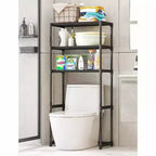 Tall 3-Tier Bathroom Shelf Unit, Over-The-Toilet Storage Rack with Iron Frame, Space Saving Organizer for Towels & Supplies