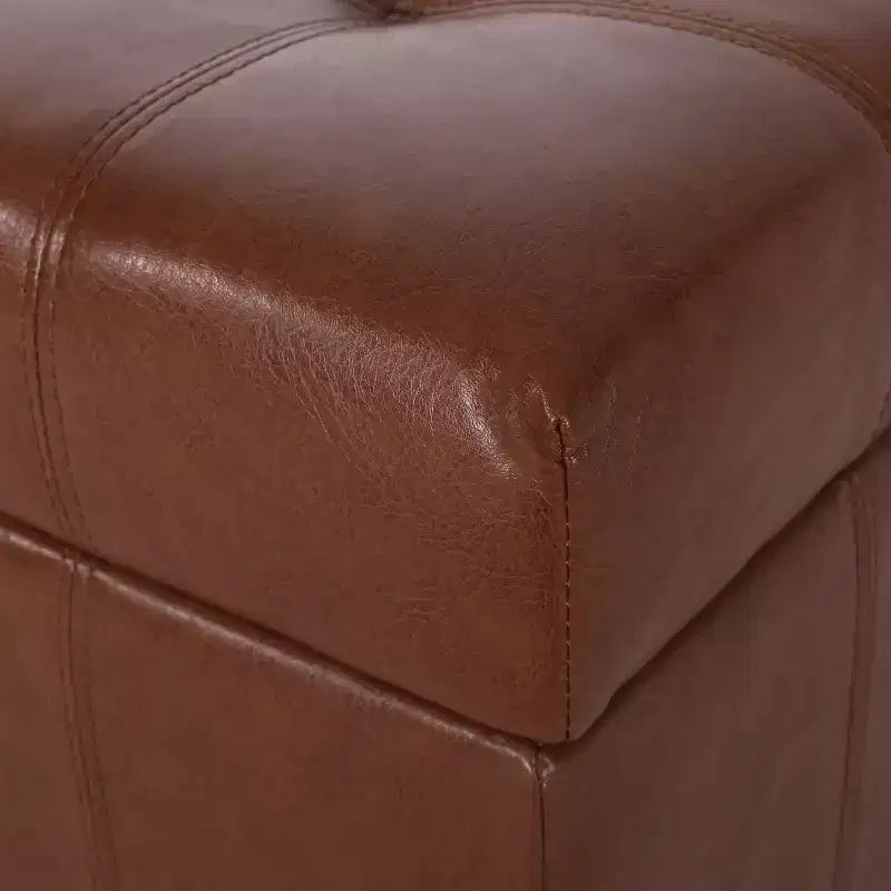 GDFStudio Rigby Pouf Contenitore Rivestito in Similpelle con Bottoni trapuntati in Stile Contemporaneo