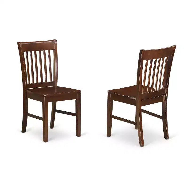 Set da pranzo Belmont 3 pezzi con tavolo in legno e 2 sedie da pranzo in legno con seduta e schienale a doghe, finitura mogano