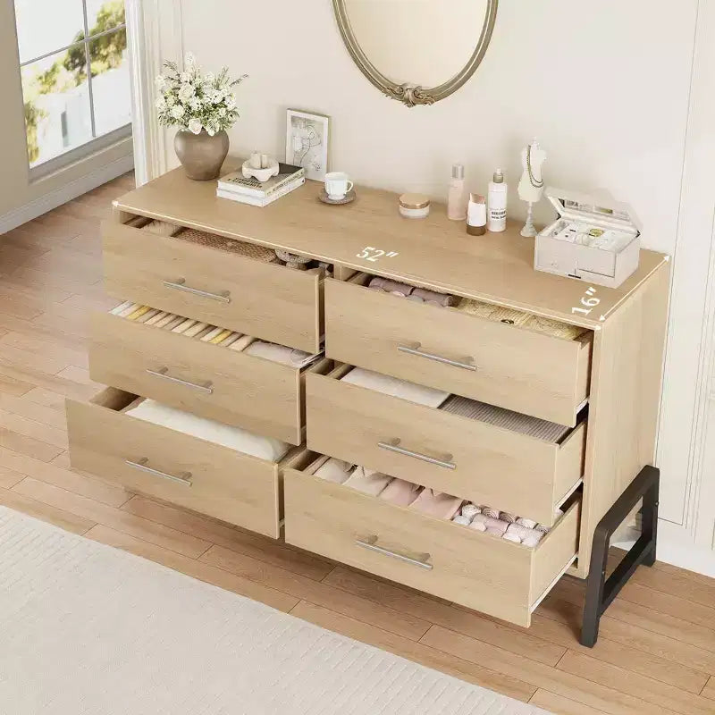 Cassettiera in legno a colonna da 52 pollici con cassetto ampio e armadio portaoggetti, cassettiera verticale per soggiorno, camera da letto, ingresso