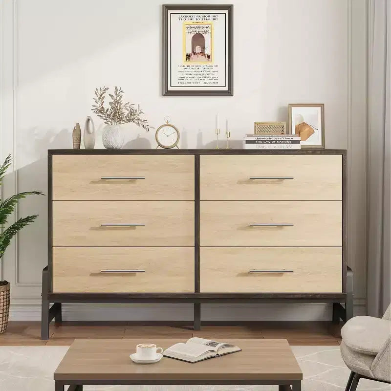 Cassettiera in legno a colonna da 52 pollici con cassetto ampio e armadio portaoggetti, cassettiera verticale per soggiorno, camera da letto, ingresso