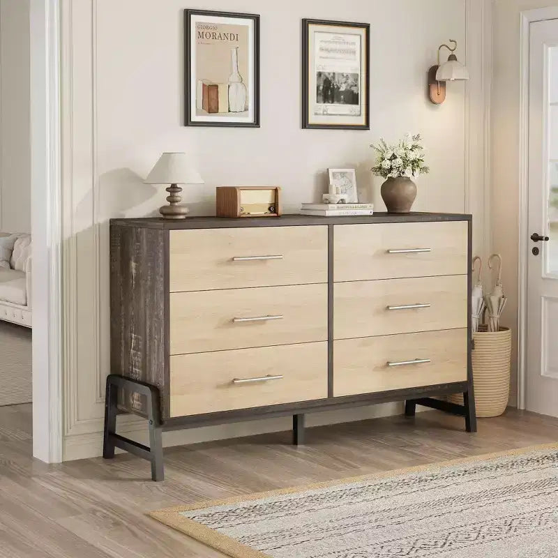 Cassettiera in legno a colonna da 52 pollici con cassetto ampio e armadio portaoggetti, cassettiera verticale per soggiorno, camera da letto, ingresso