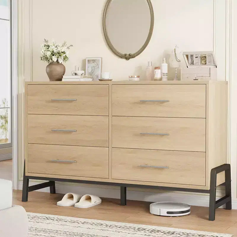 Cassettiera in legno a colonna da 52 pollici con cassetto ampio e armadio portaoggetti, cassettiera verticale per soggiorno, camera da letto, ingresso