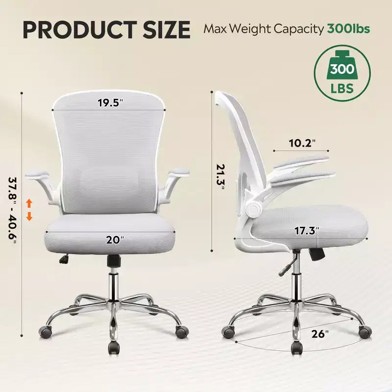 GALAXHERO Sedia da Ufficio Ergonomica, Sedia da Scrivania con Schienale in Rete, Braccioli Ribaltabili e Supporto Lombare Regolabile