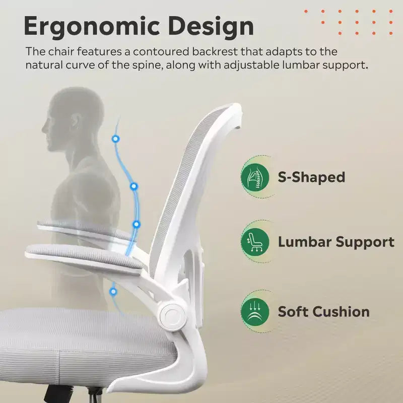 GALAXHERO Sedia da Ufficio Ergonomica, Sedia da Scrivania con Schienale in Rete, Braccioli Ribaltabili e Supporto Lombare Regolabile