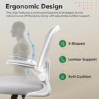 GALAXHERO Sedia da Ufficio Ergonomica, Sedia da Scrivania con Schienale in Rete, Braccioli Ribaltabili e Supporto Lombare Regolabile