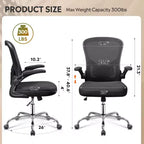 GALAXHERO Sedia da Ufficio Ergonomica, Sedia da Scrivania con Schienale in Rete, Braccioli Ribaltabili e Supporto Lombare Regolabile