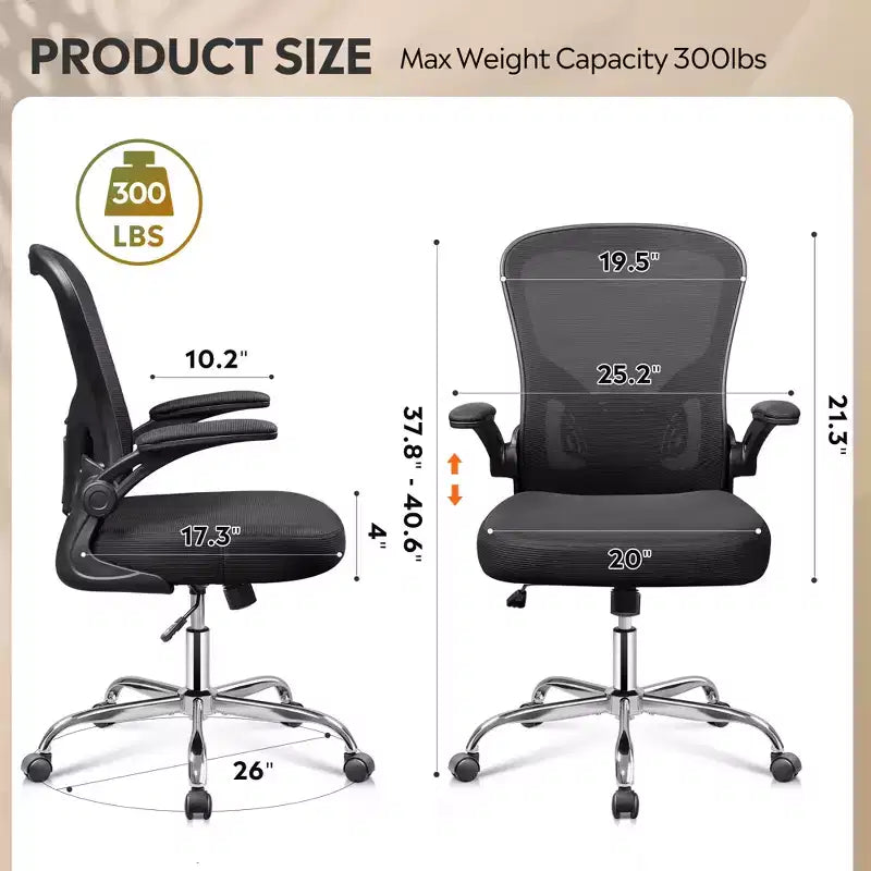 GALAXHERO Sedia da Ufficio Ergonomica, Sedia da Scrivania con Schienale in Rete, Braccioli Ribaltabili e Supporto Lombare Regolabile