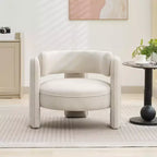 Poltrona d'accento, moderna poltrona a barilotto in velluto imbottito, stile metà secolo - Comoda per soggiorno, camera da letto, appartamento, ufficio, beige