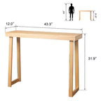 Tavolino consolle in legno massello da 110 cm con gambe trapezoidali