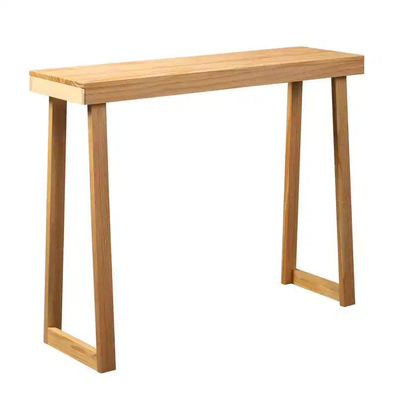 Tavolino consolle in legno massello da 110 cm con gambe trapezoidali