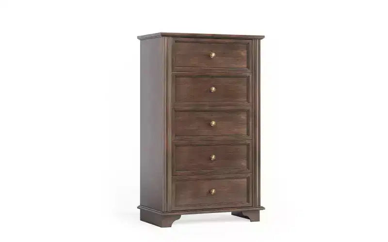 Karl Home 5-Drawer Brown MDF (Medium-Density Fiberboard) 28.74in. W Chest of Drawer