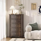 Cassettiera a 5 cassetti in MDF marrone, larghezza 73 cm