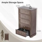 Cassettiera a 5 cassetti in MDF marrone, larghezza 73 cm