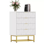 Comò a 4 cassetti, Comò moderno con cassetti, Organizer con gambe in metallo, Cassettiera contenitore per camera da letto, soggiorno, corridoio, armadio