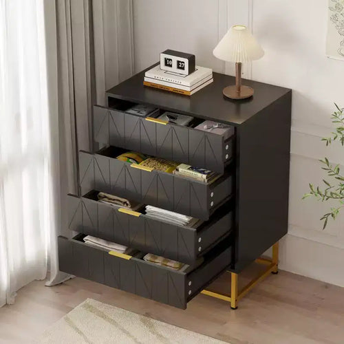 Coolmee 4 Drawer Dresser, Modern Dresser Drawers, Drawer Organizer with Metal Legs, Storage Chest Cabinet for Bedroom, Living Room, Hallway, Closet