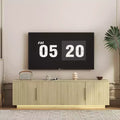 JVNOXK 68-inch Modern TV Stand with 16-Color LED Lighting Compatible with 55-, 60-, and 65-inch TVs Includes Storage Space Wood-Tone