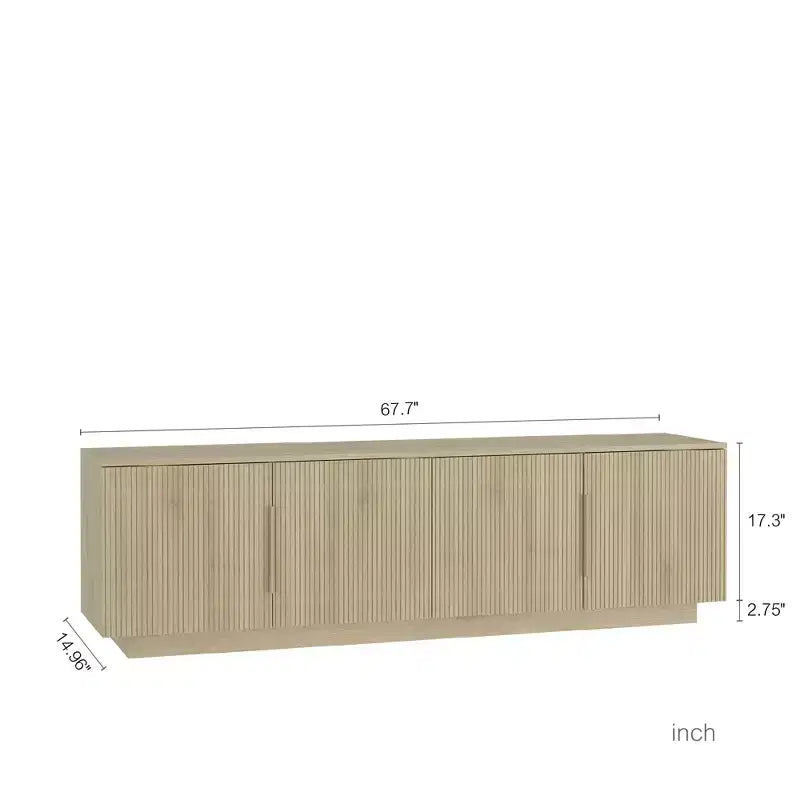 JVNOXK Mobile TV moderno da 68 pollici con illuminazione LED a 16 colori, compatibile con TV da 55, 60 e 65 pollici, include spazio di archiviazione, effetto legno
