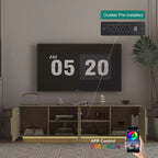 JVNOXK Mobile TV moderno da 68 pollici con illuminazione LED a 16 colori, compatibile con TV da 55, 60 e 65 pollici, include spazio di archiviazione, effetto legno