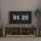 JVNOXK Mobile TV moderno da 68 pollici con illuminazione LED a 16 colori, compatibile con TV da 55, 60 e 65 pollici, include spazio di archiviazione, effetto legno