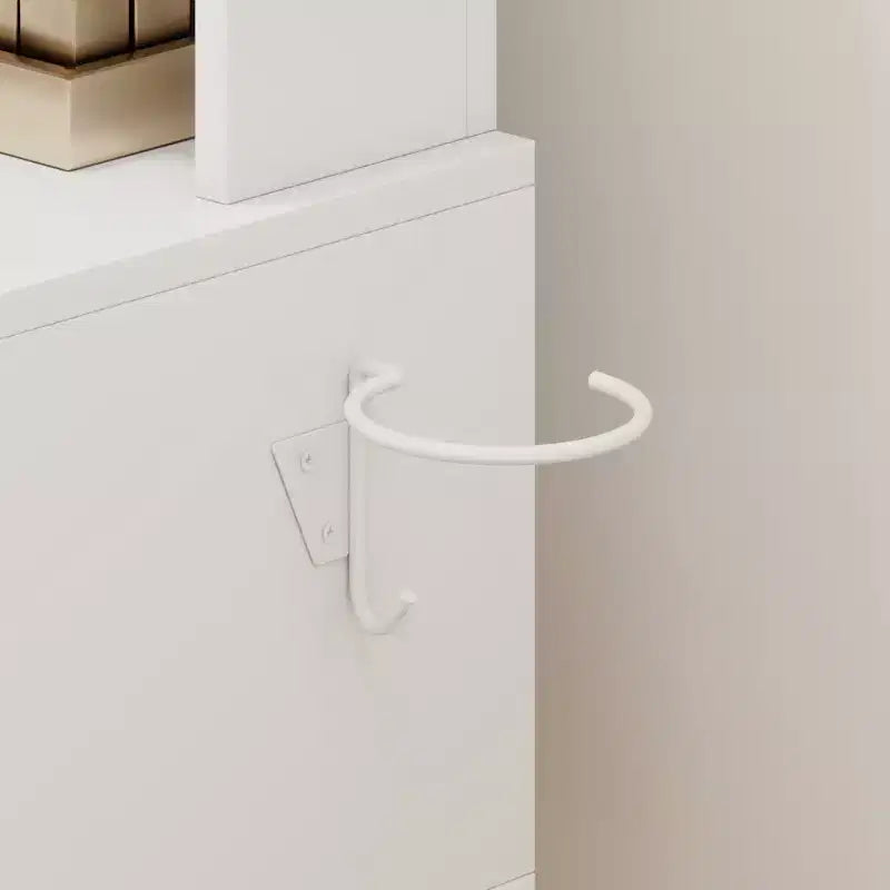 Tavolino da trucco con specchio e luci, toletta da 80 cm con presa di corrente e sgabello contenitore